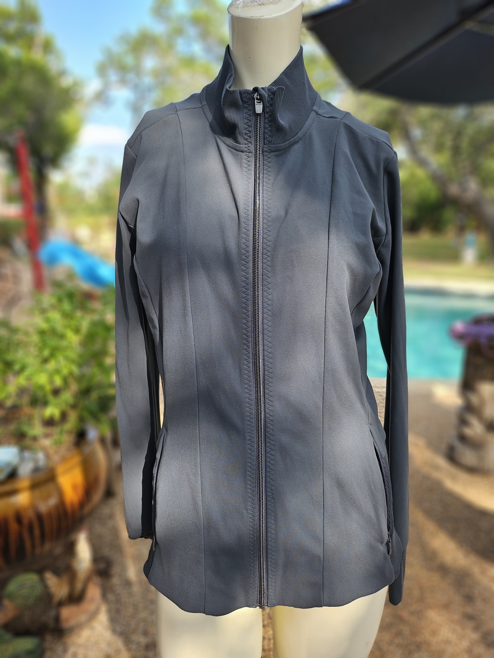 Athleta Women's Blue Gray Full Zipper  Zip-Up Jacket M